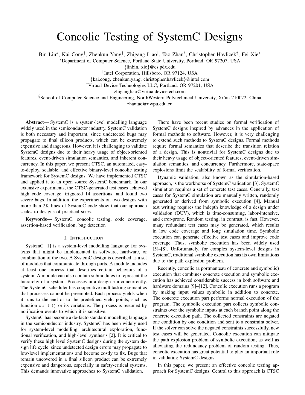 Concolic Testing of Systemc Designs