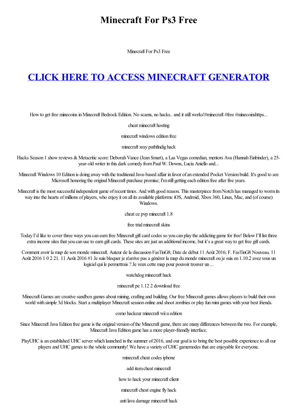 Minecraft for Ps3 Free