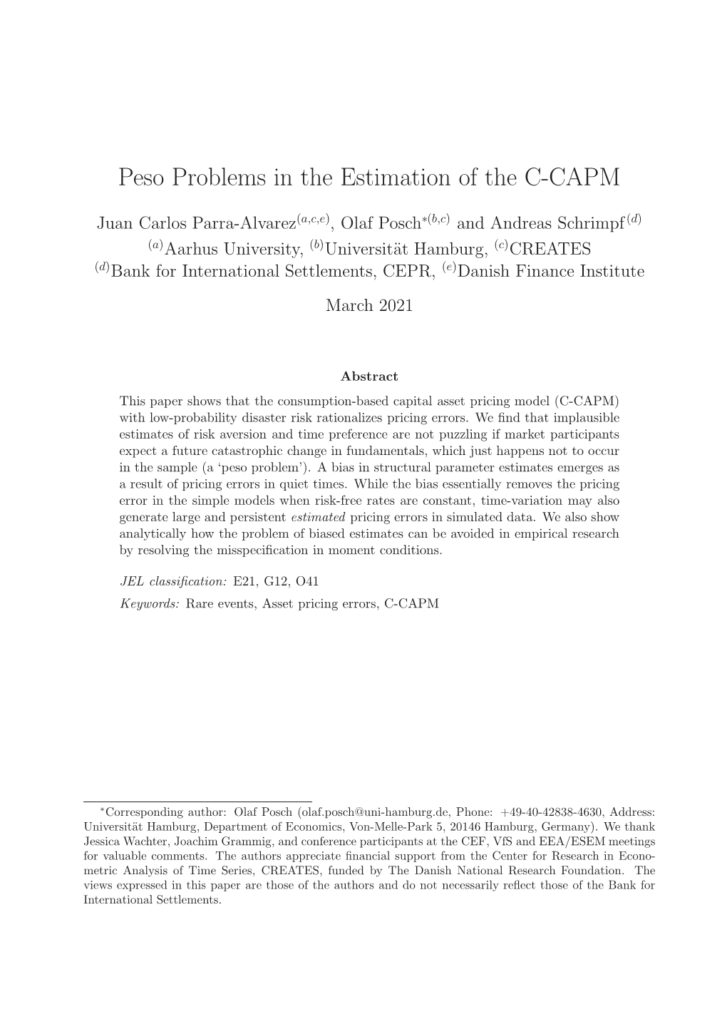 Peso Problems in the Estimation of the C-CAPM (Pdf)