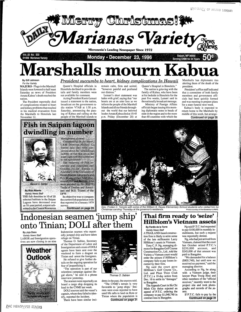 Marianas Variety Vol. 25, No. 203, 1996-12-23.Pdf