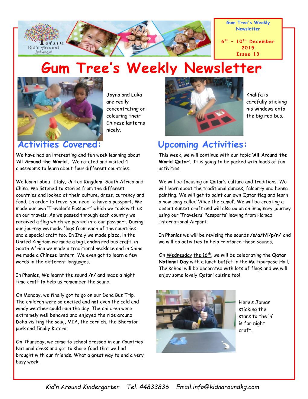 Gum Tree's Weekly Newsletter