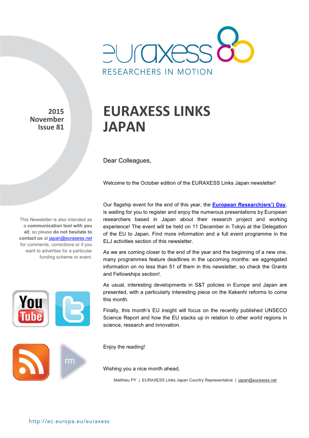 EURAXESS Links Japan #81 November 2015
