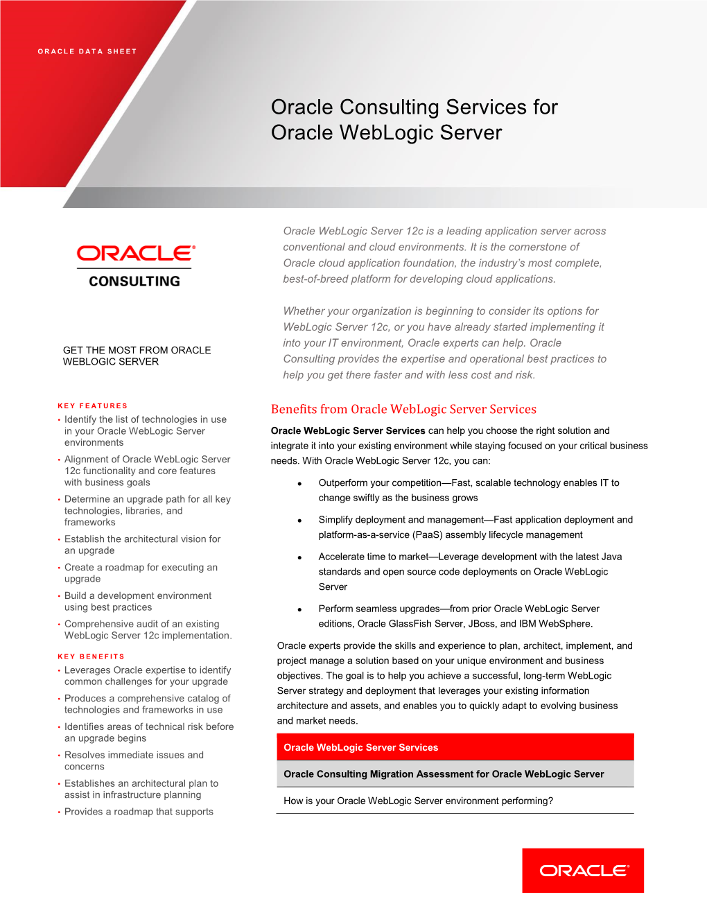 Oracle Consulting Services for Oracle Weblogic Server