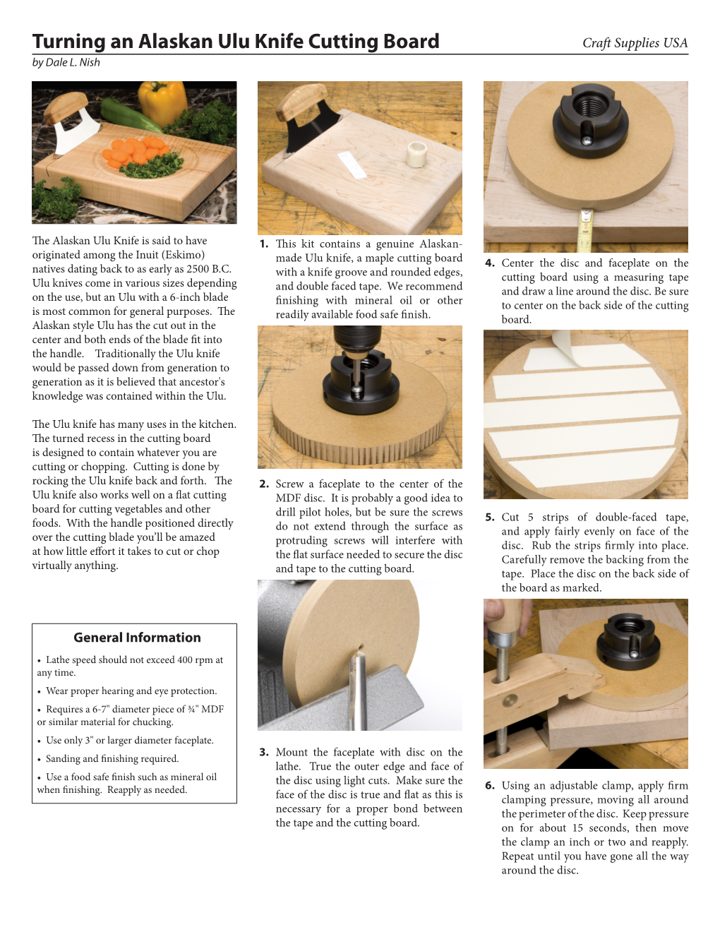 Turning an Alaskan Ulu Knife Cutting Board Craft Supplies USA by Dale L