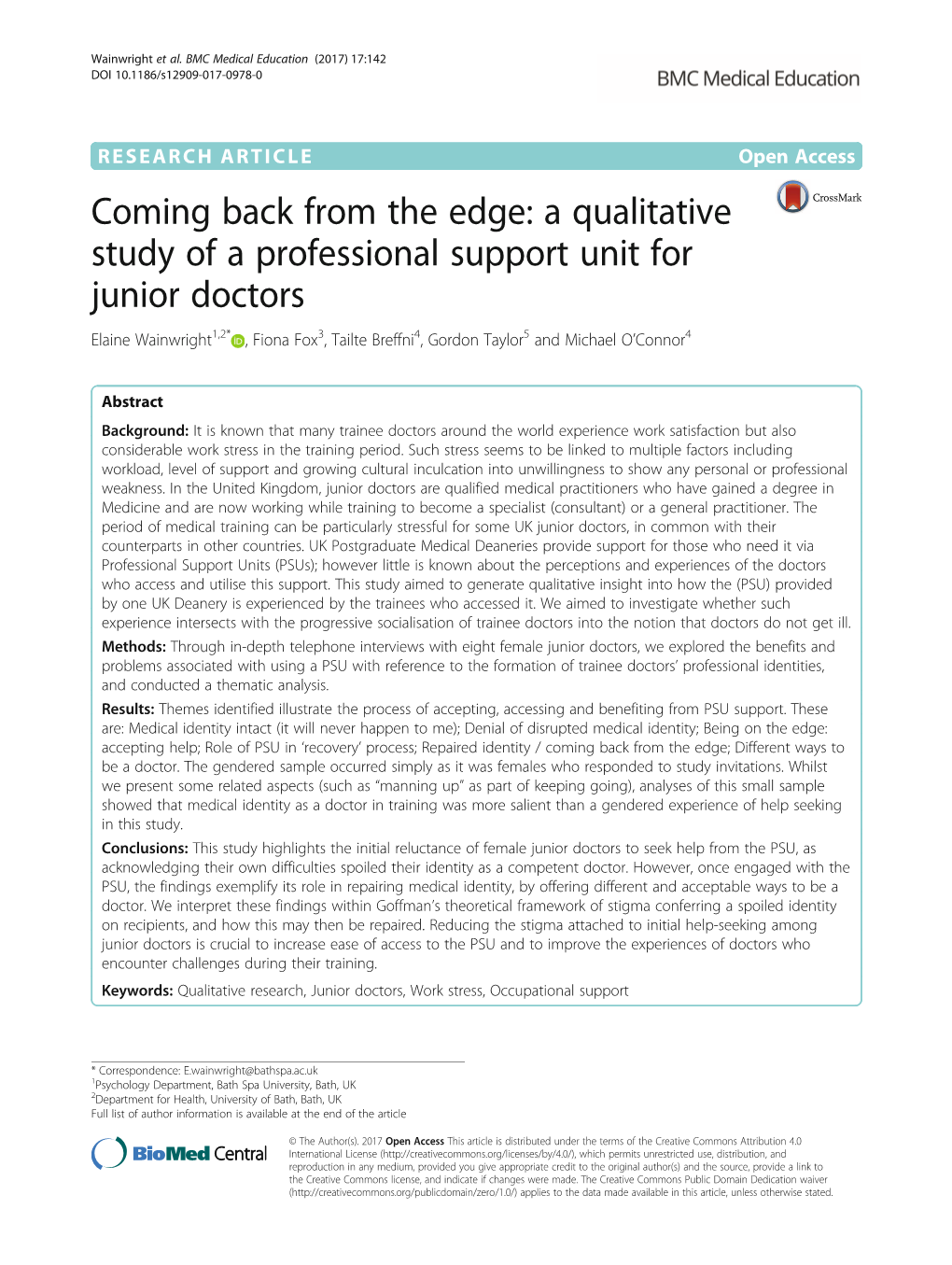 Coming Back from the Edge: a Qualitative Study of a Professional