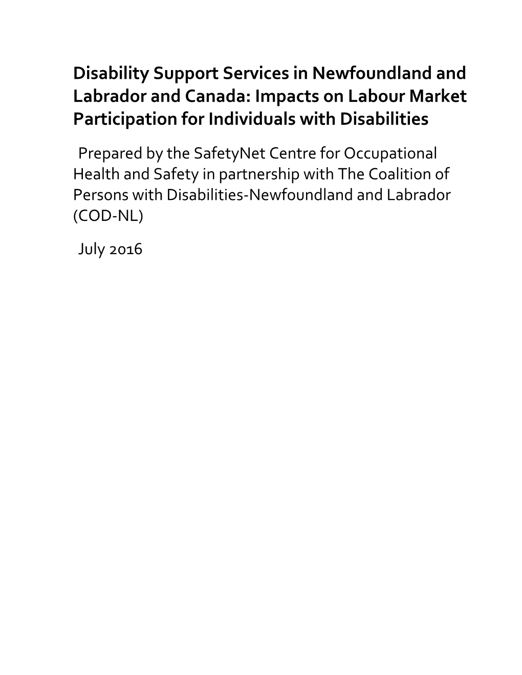 5.0 the Newfoundland and Labrador Policy Context