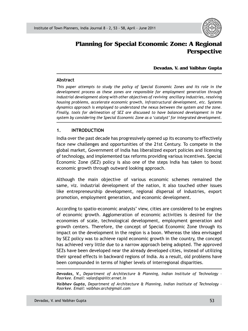 Planning for Special Economic Zone: a Regional Perspective