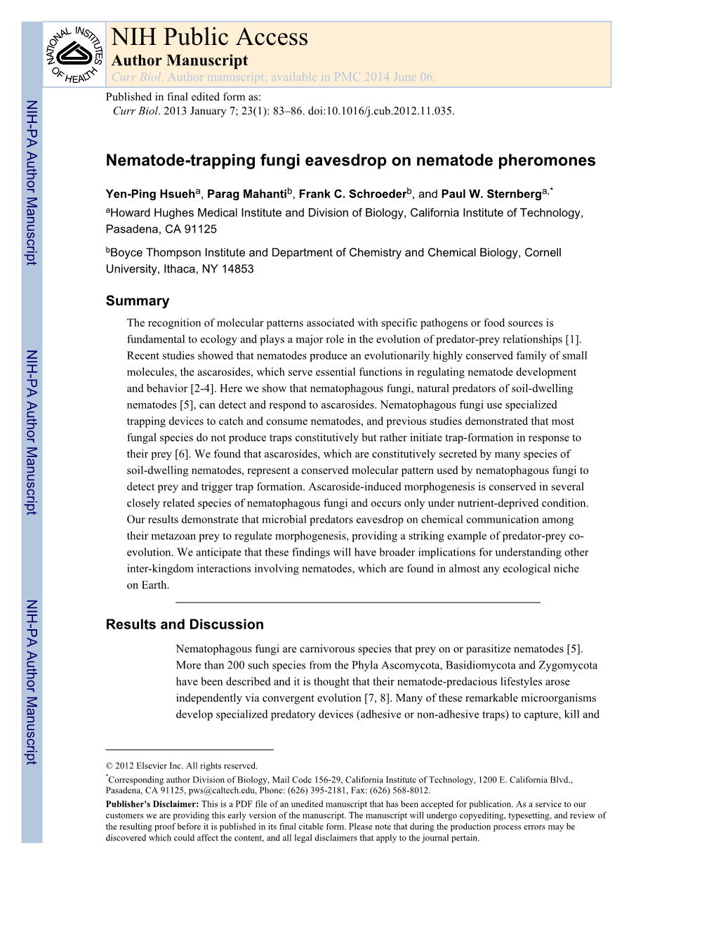 Nematode-Trapping Fungi Eavesdrop on Nematode Pheromones