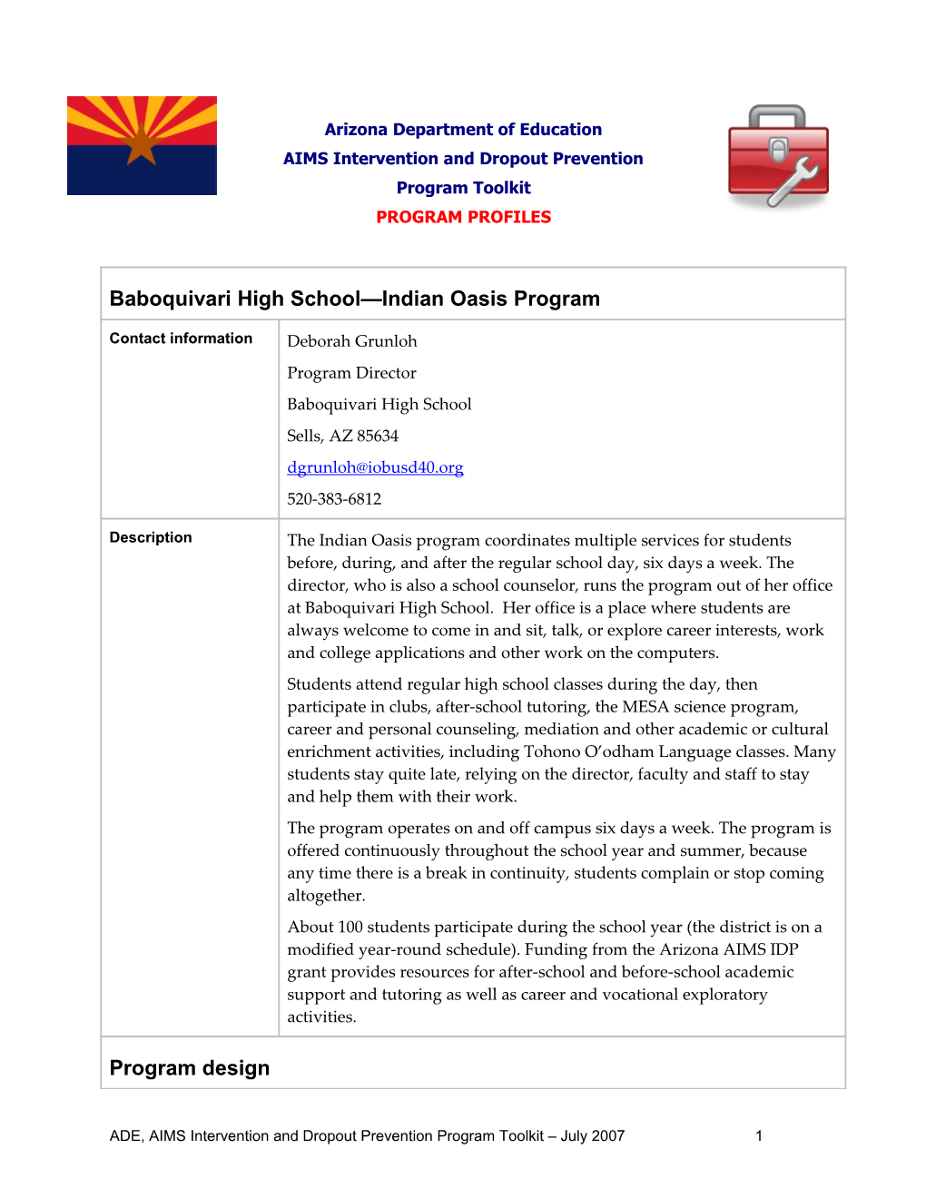 AIMS Intervention and Dropout Prevention s1