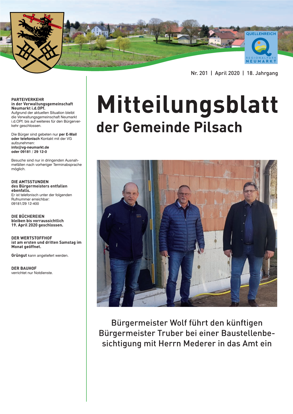 Mitteilungsblatt Der Gemeinde Pilsach - April 2020 