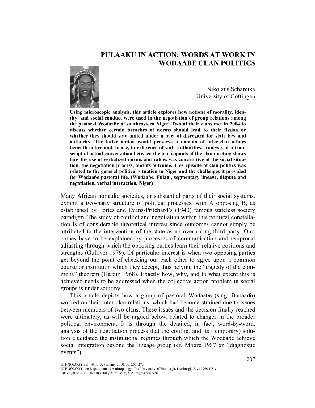 Pulaaku in Action: Words at Work in Wodaabe Clan Politics