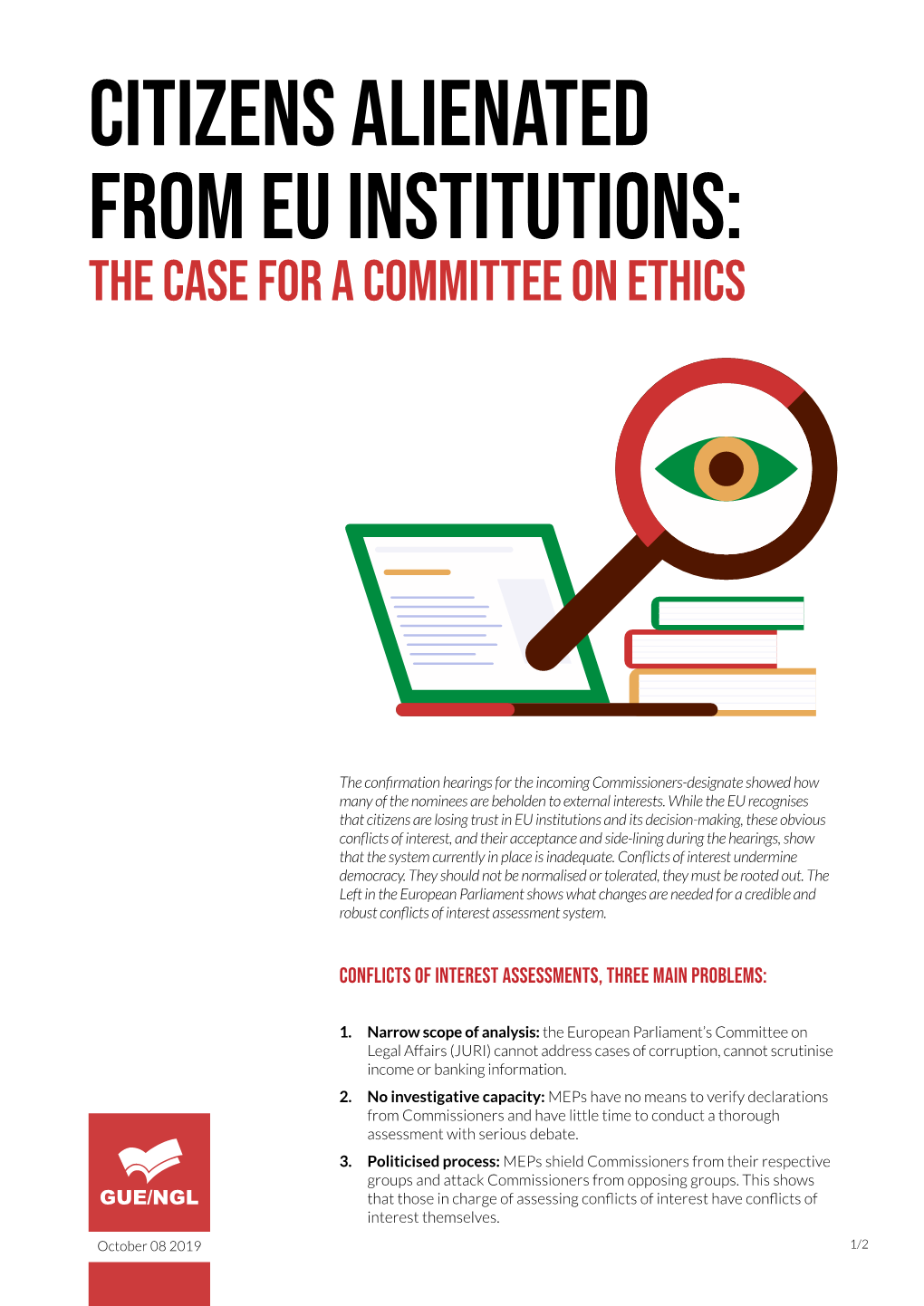 Citizens Alienated from EU Institutions: the Case for a Committee on Ethics