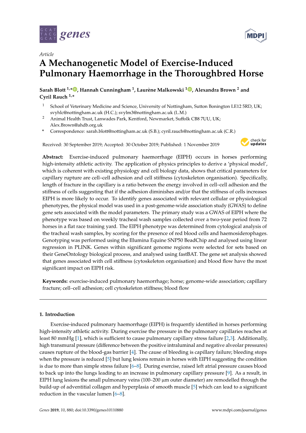 A Mechanogenetic Model of Exercise-Induced Pulmonary Haemorrhage in the Thoroughbred Horse