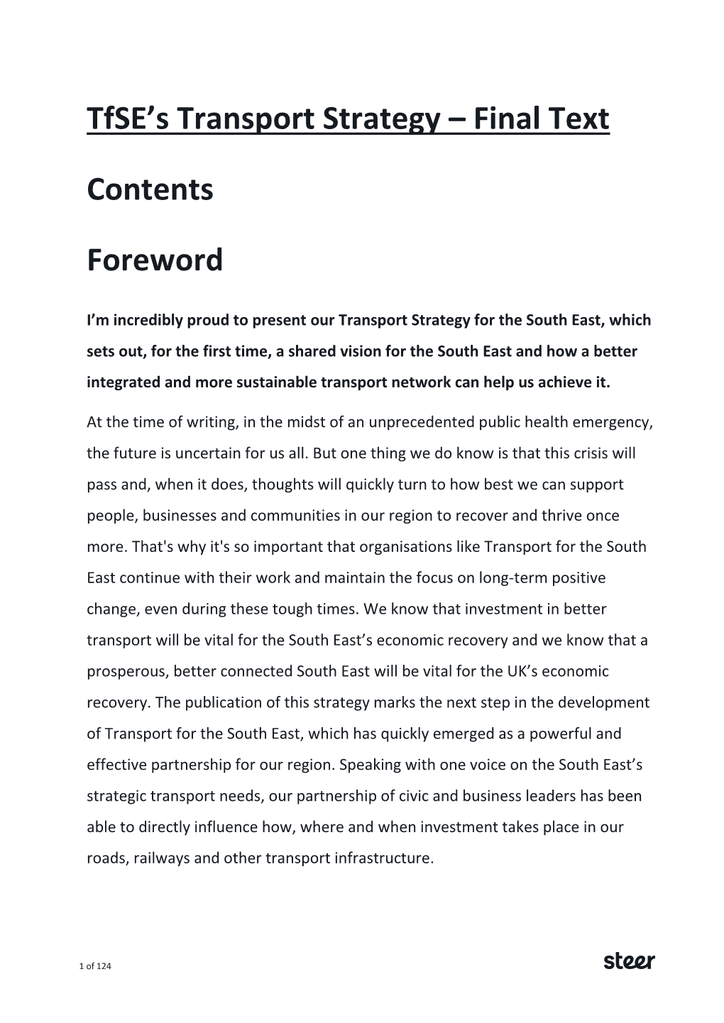 Tfse's Transport Strategy