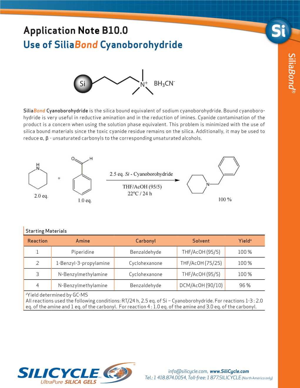 Application Note B10.0 Use of Siliabond Cyanoborohydride