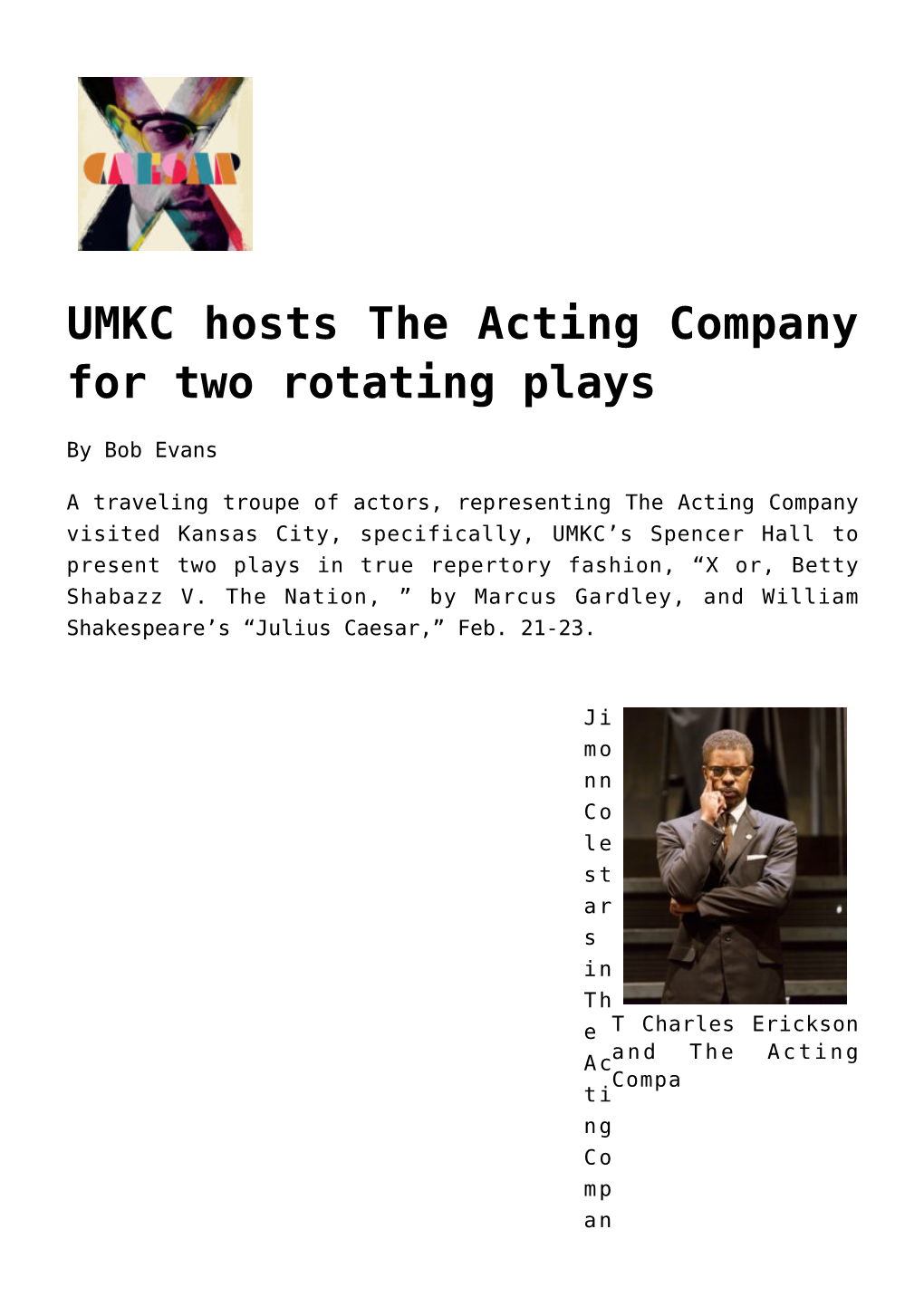 UMKC Hosts the Acting Company for Two Rotating Plays