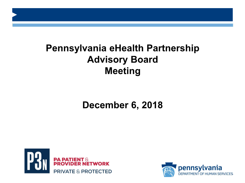 Pennsylvania Ehealth Partnership Advisory Board Meeting December