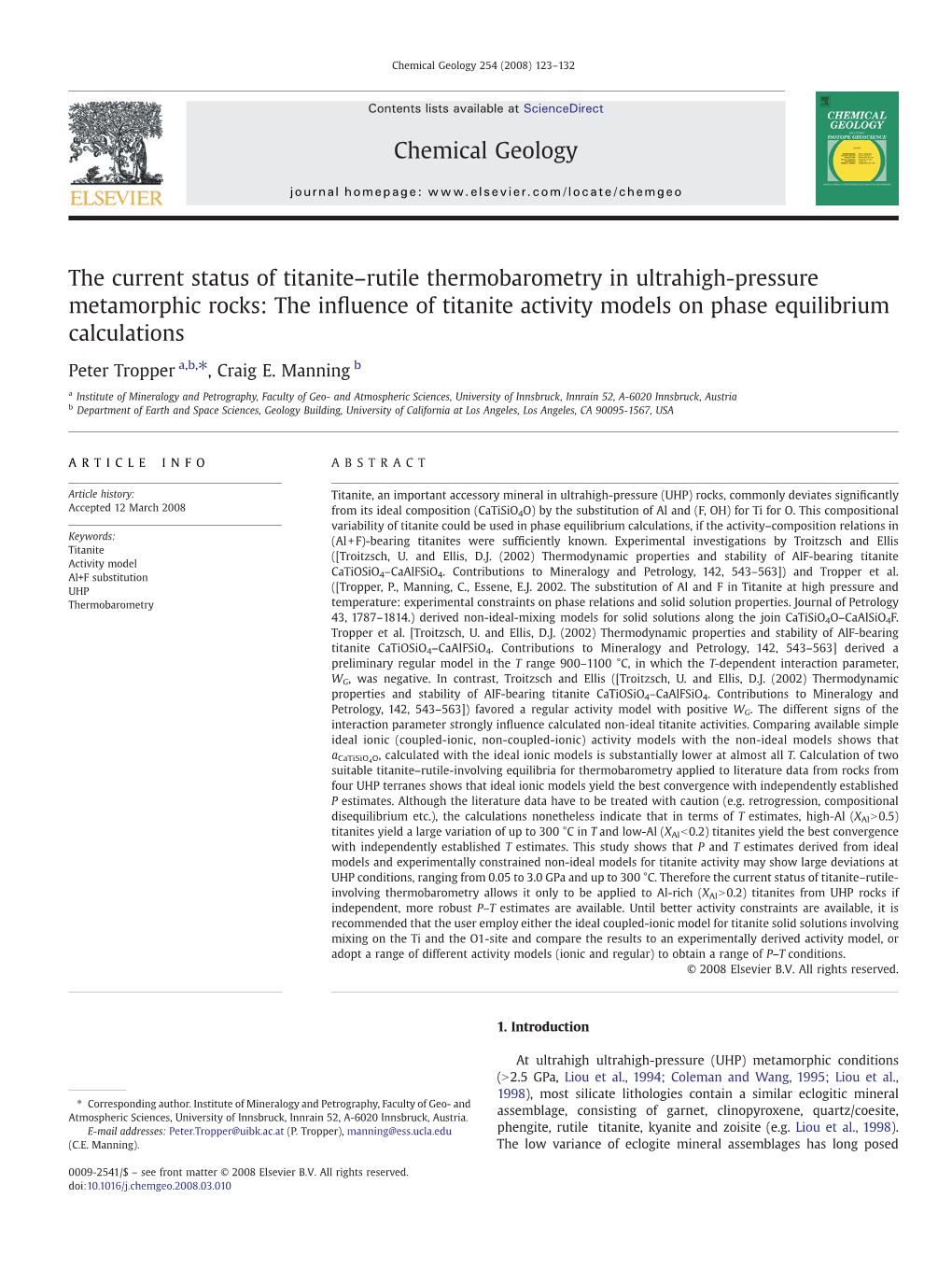 The Current Status of Titanite–Rutile Thermobarometry in Ultrahigh-Pressure Metamorphic Rocks