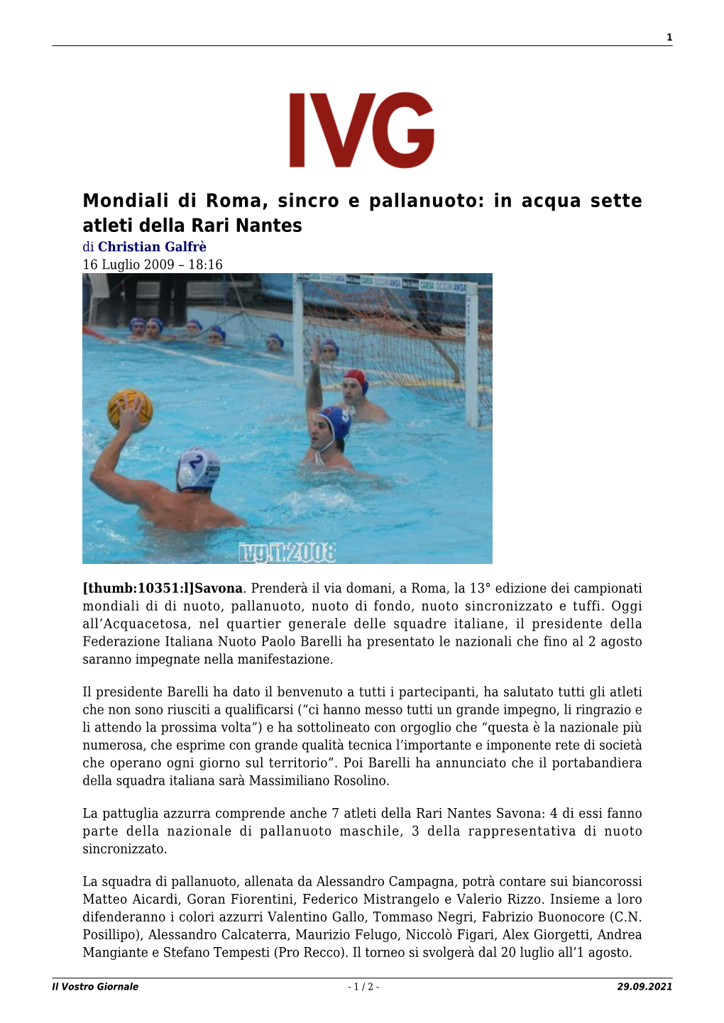 Il Vostro Giornale - 1 / 2 - 29.09.2021 2