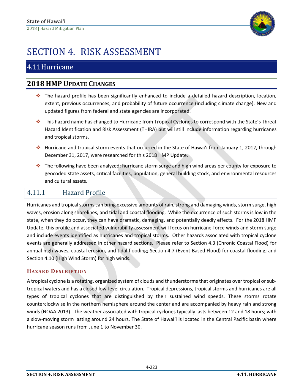 SECTION 4. RISK ASSESSMENT 4.11 Hurricane