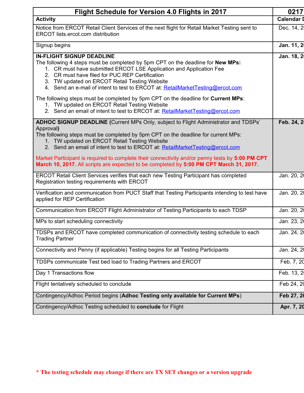 Flight Schedules for V2