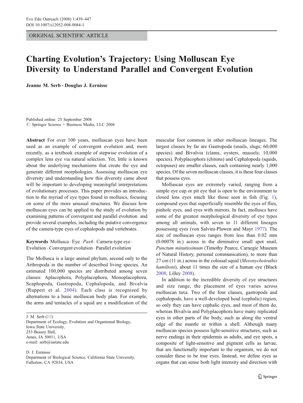 Using Molluscan Eye Diversity to Understand Parallel and Convergent Evolution