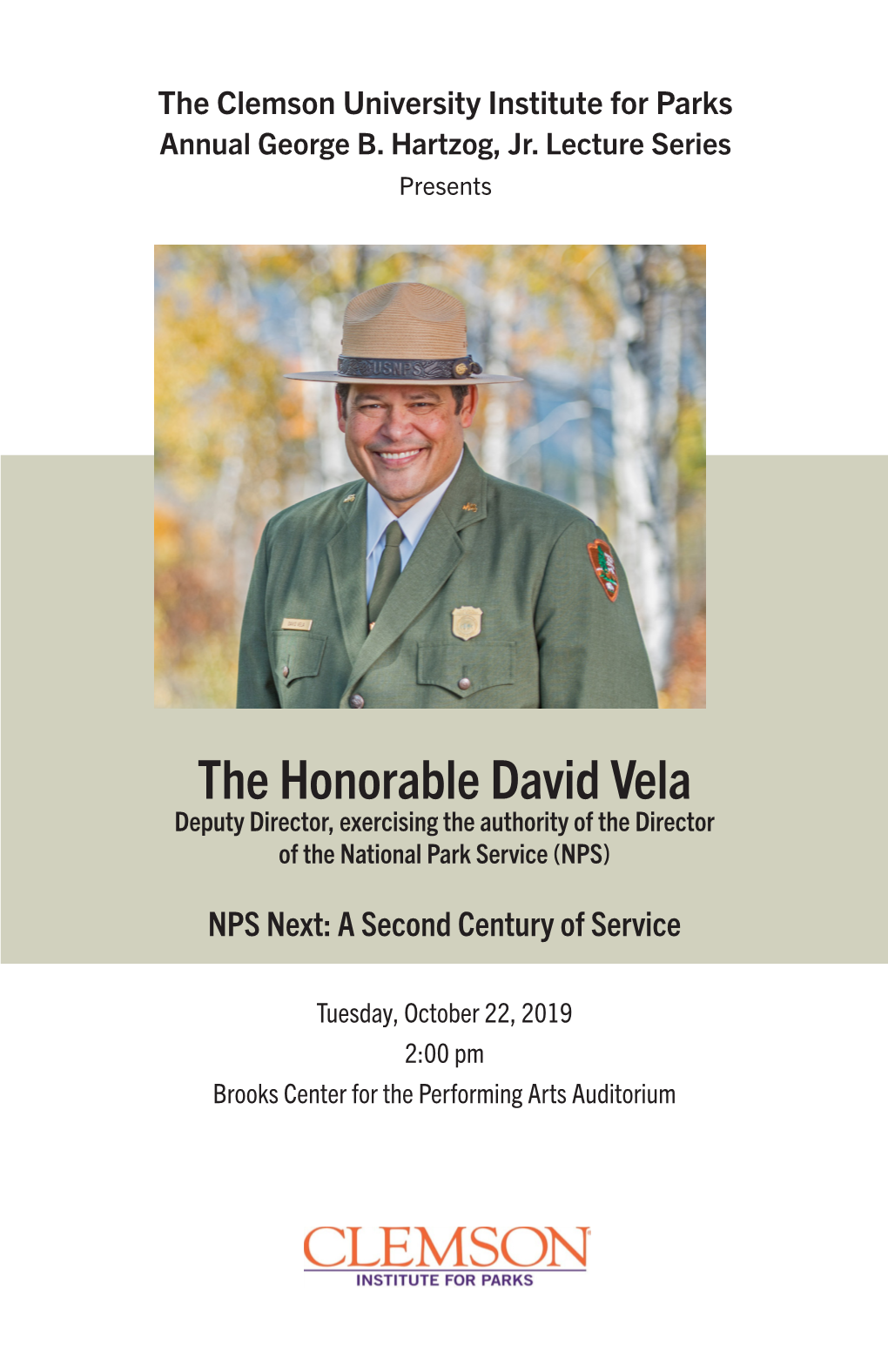 David Vela Deputy Director, Exercising the Authority of the Director of the National Park Service (NPS)