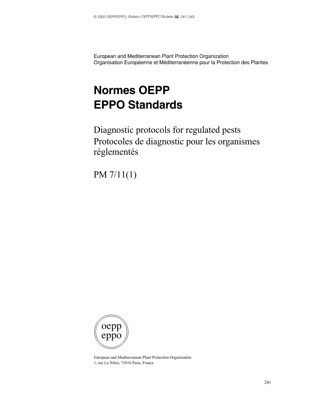 Normes OEPP EPPO Standards