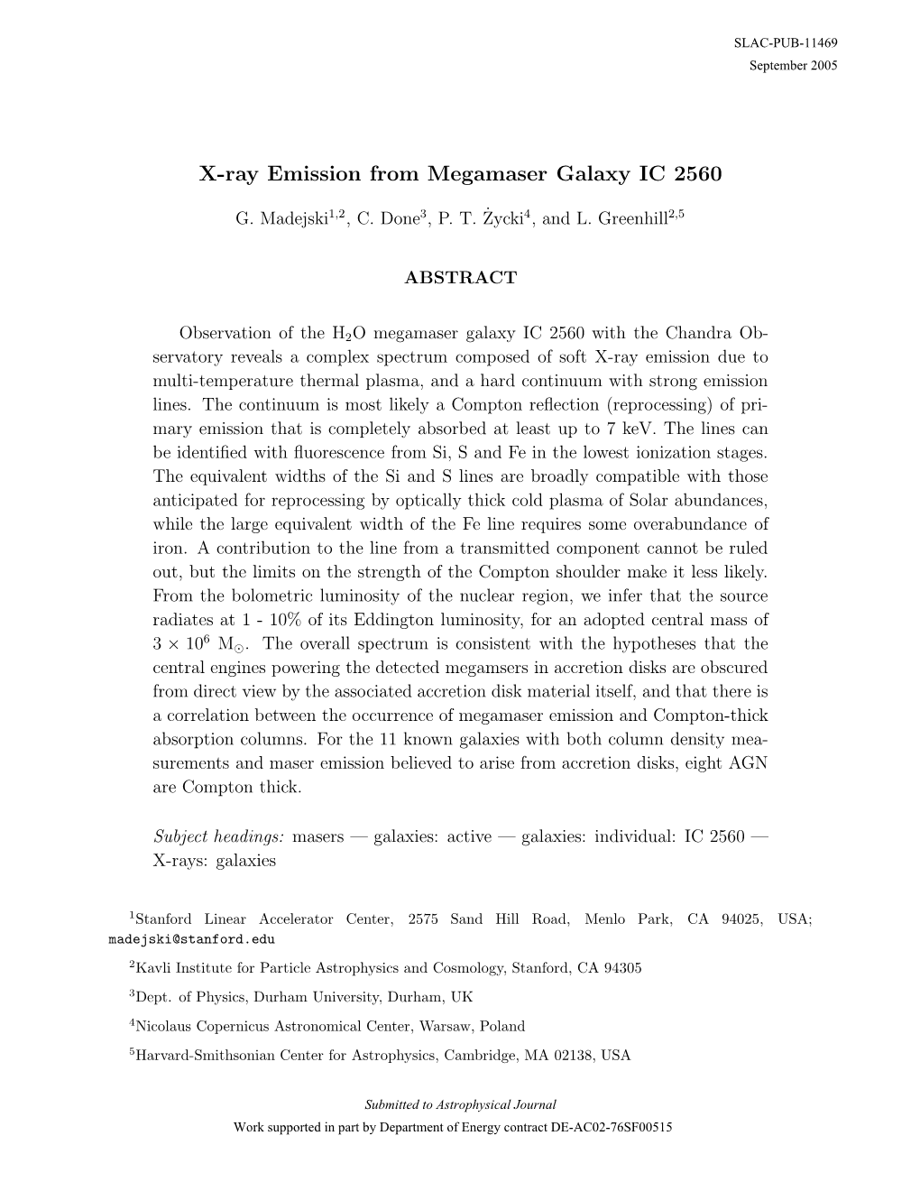 X-Ray Emission from Megamaser Galaxy IC 2560