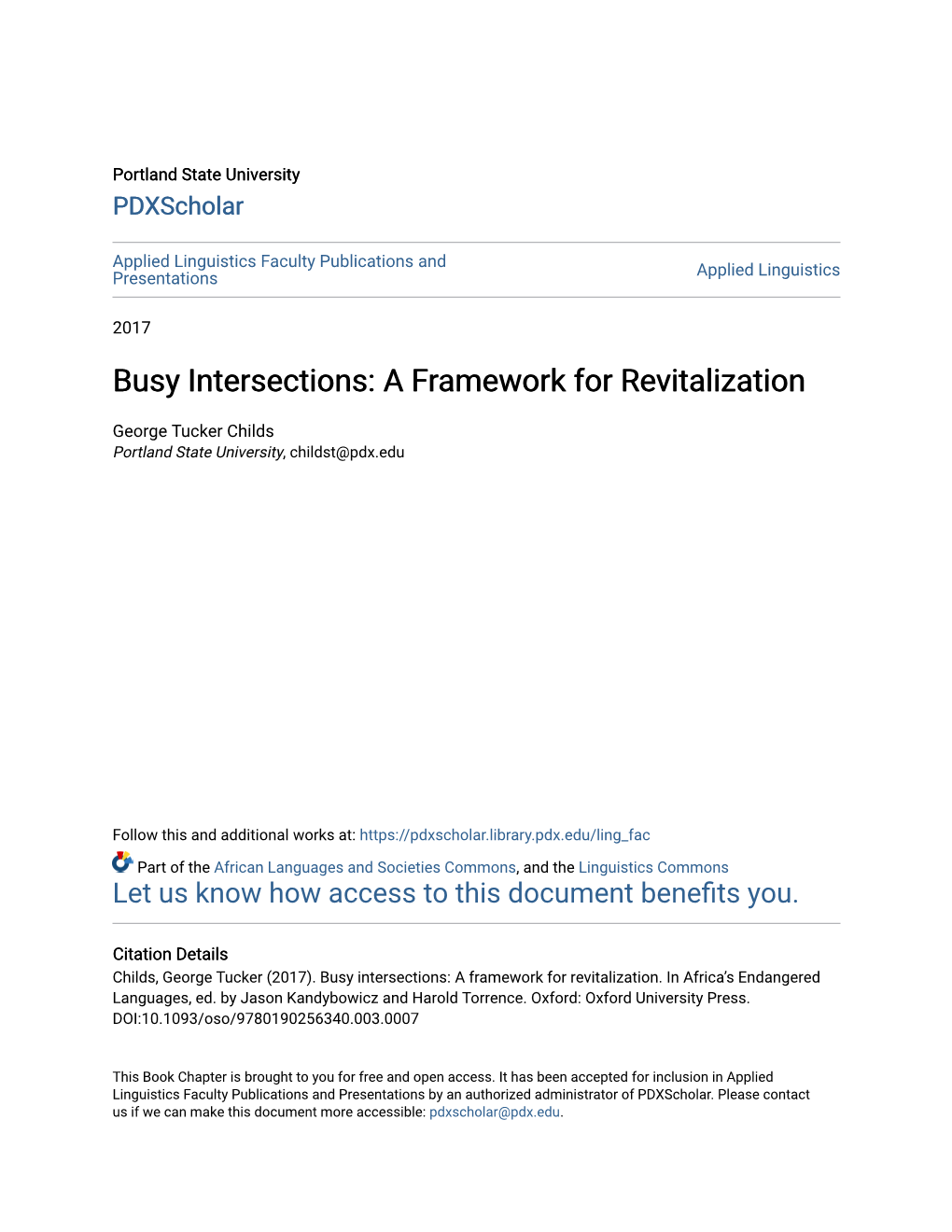Busy Intersections: a Framework for Revitalization
