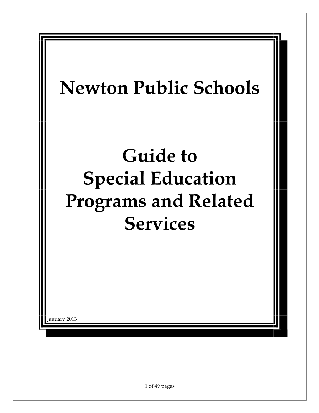 Newton Public Schools Guide to Special Education Programs and Related Services