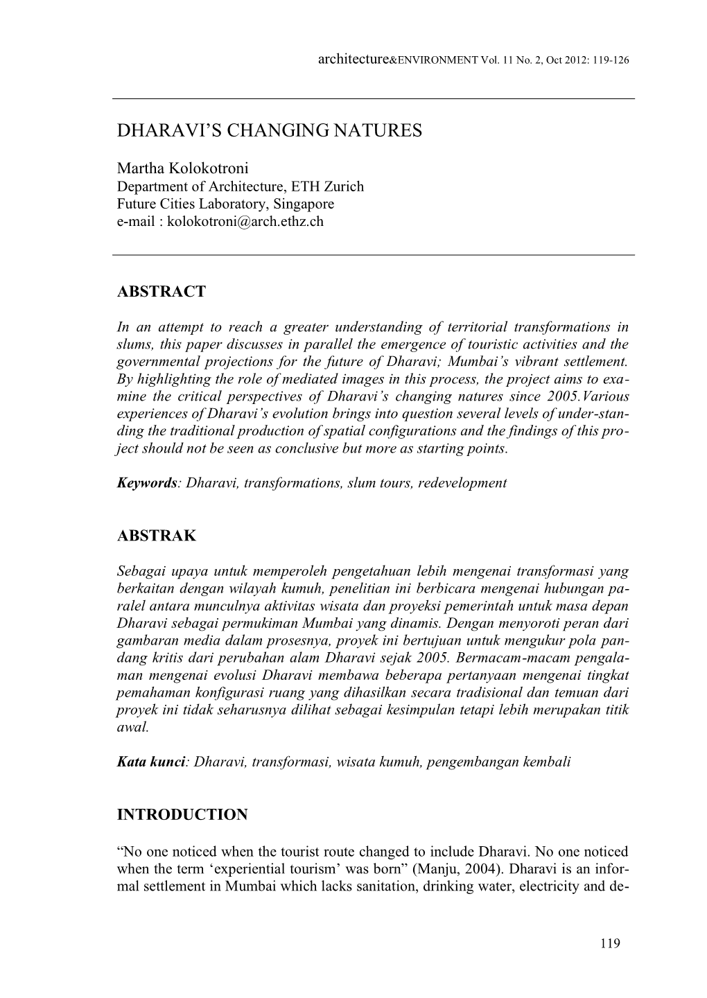 Journal of Architecture and Environment