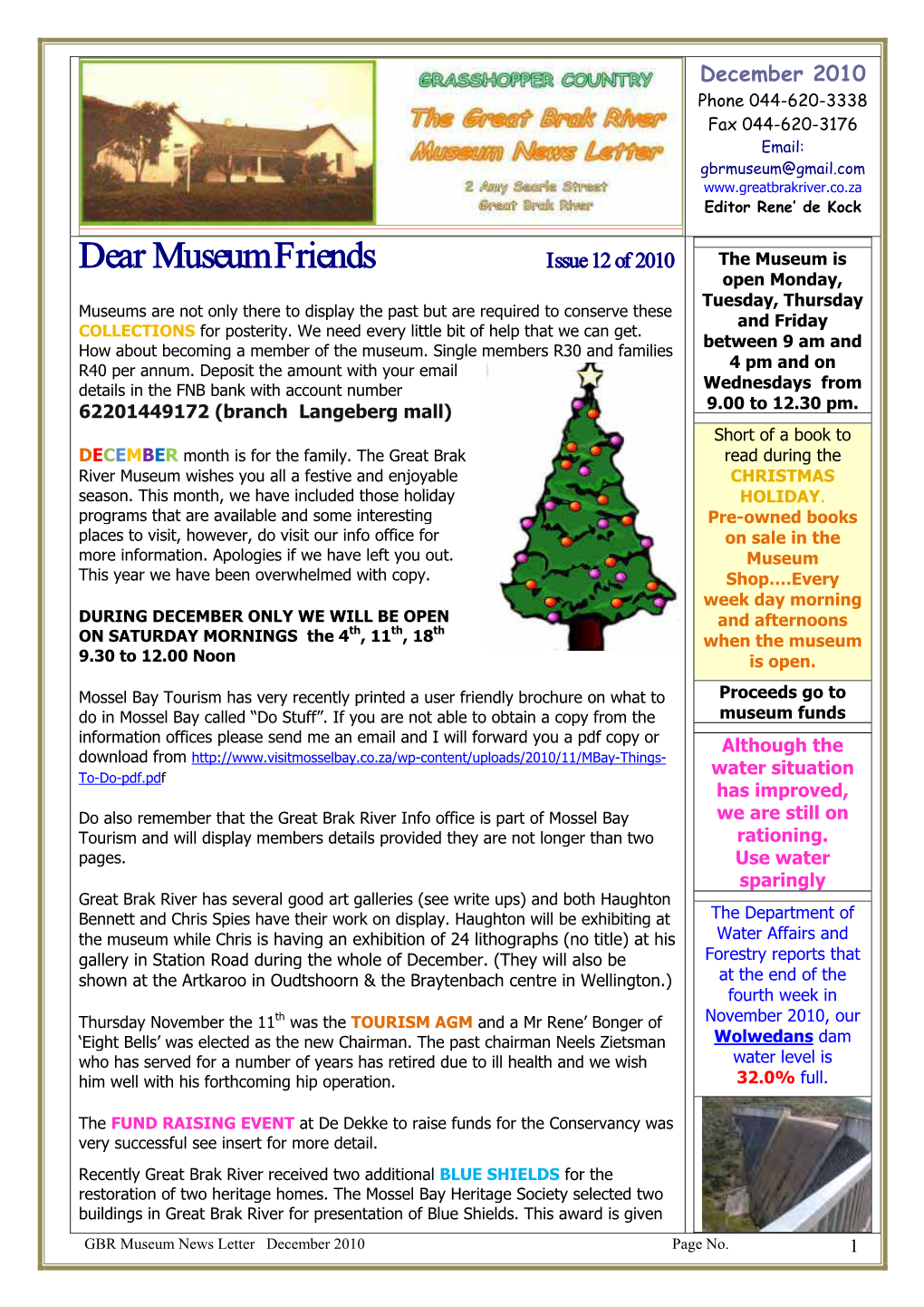 Dear Museum Friends Issue 12 of 2010
