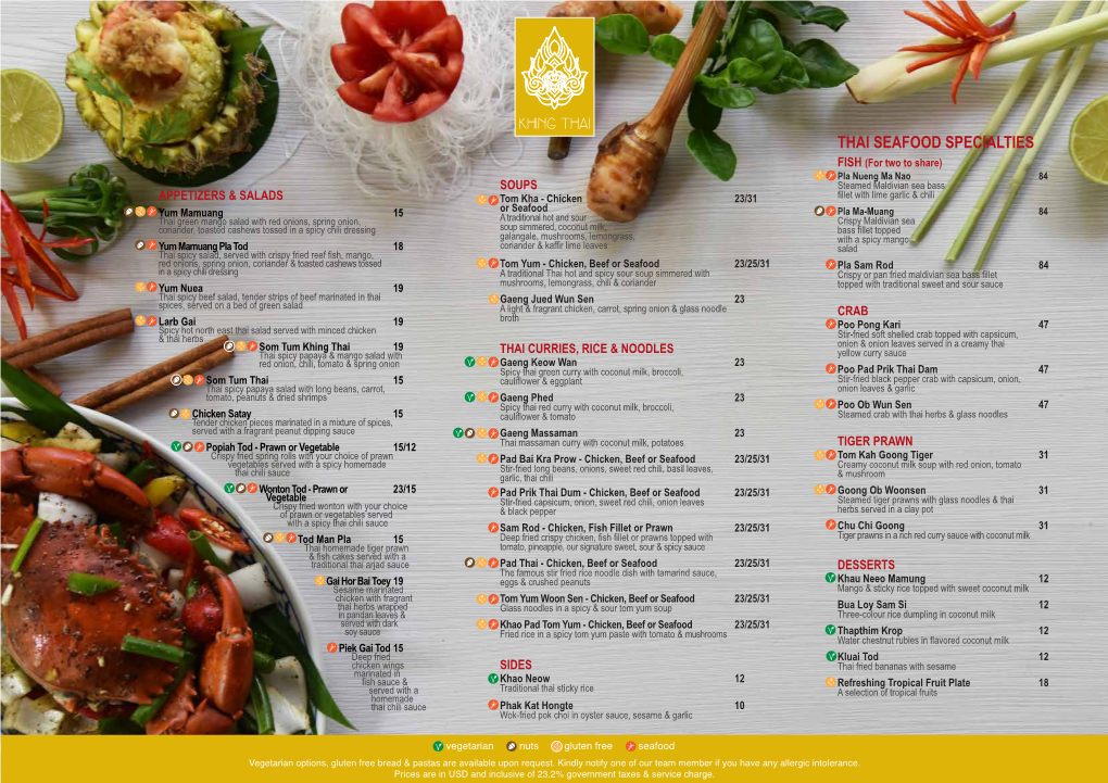 Khing Thai Menu