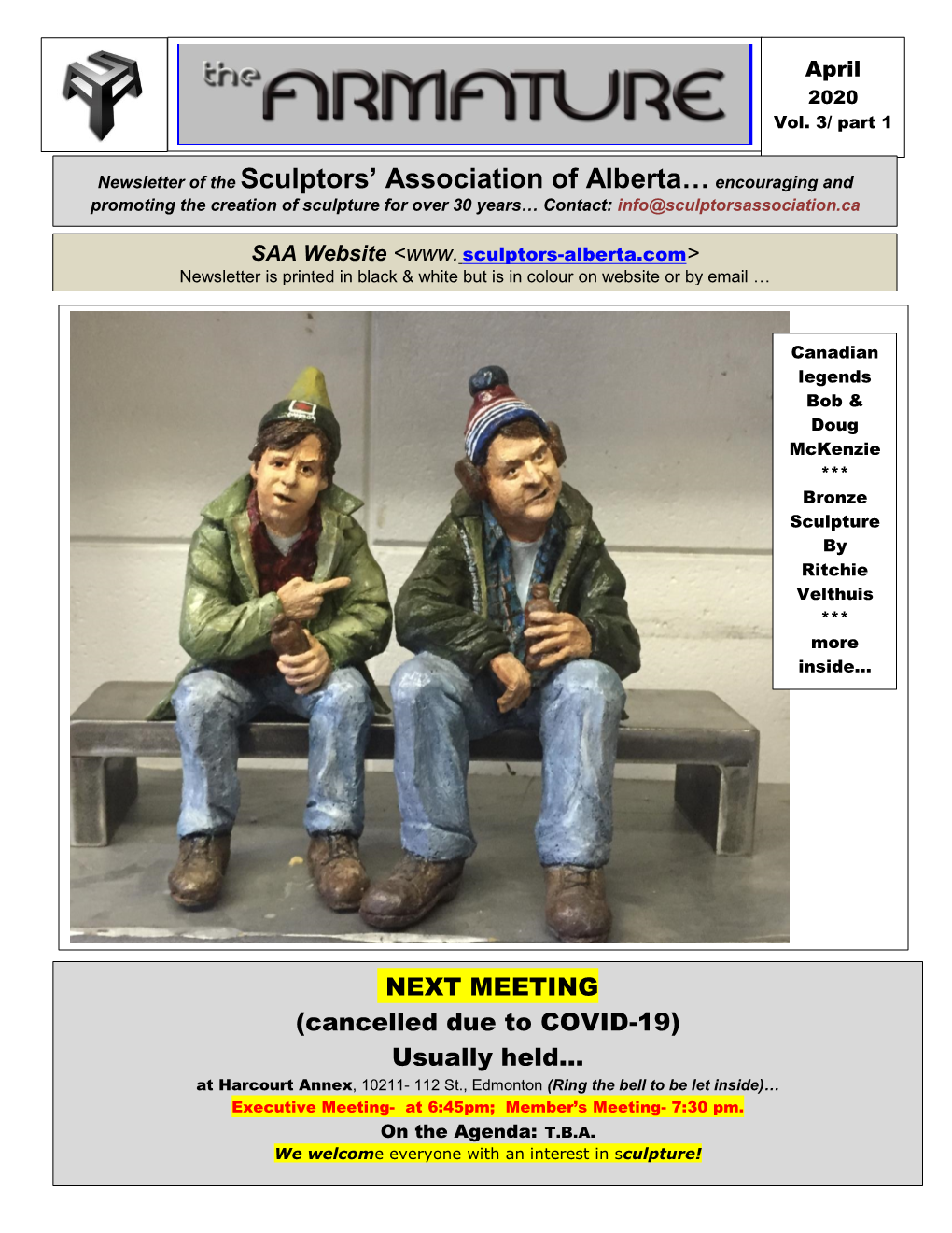 Newsletter of the Sculptors' Association of Alberta