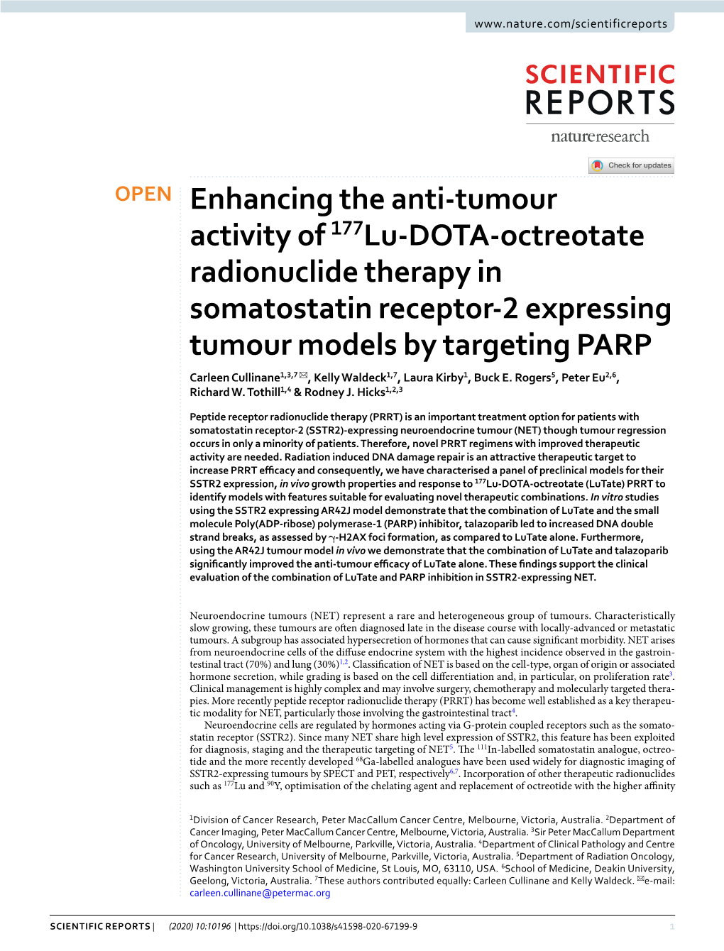 Enhancing the Anti-Tumour Activity of 177Lu-DOTA-Octreotate