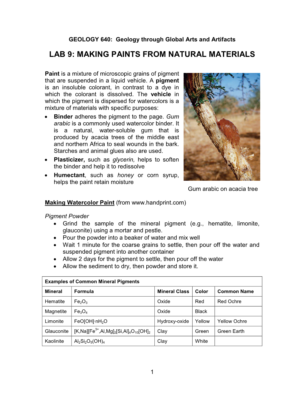 Lab 9: Making Paints from Natural Materials