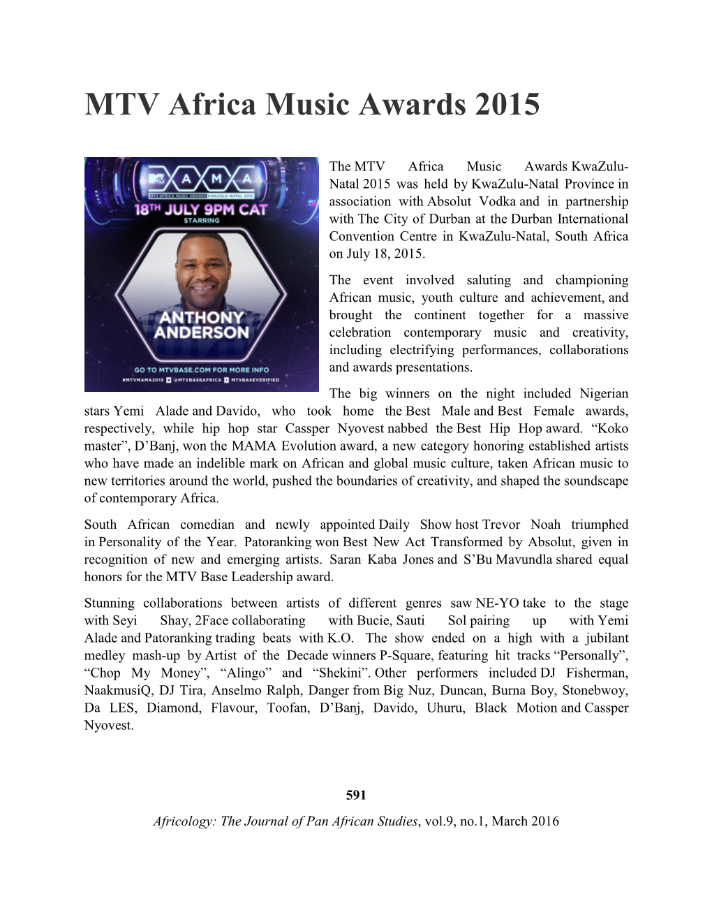 MTV Africa Music Awards 2015