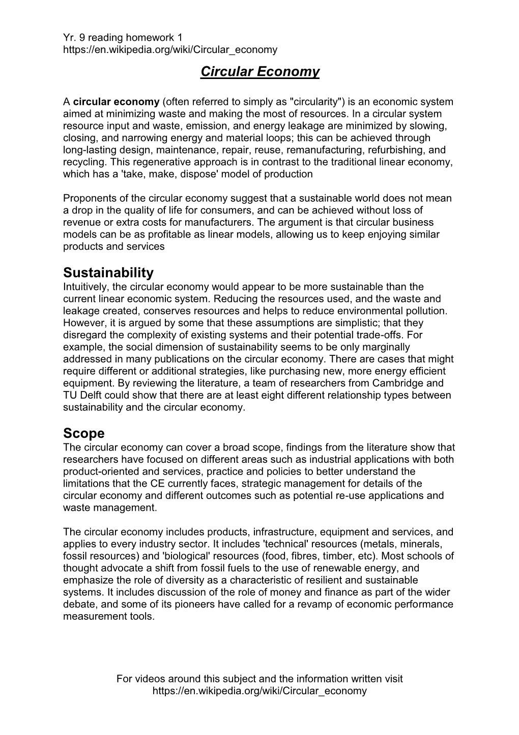 Circular Economy Sustainability Scope