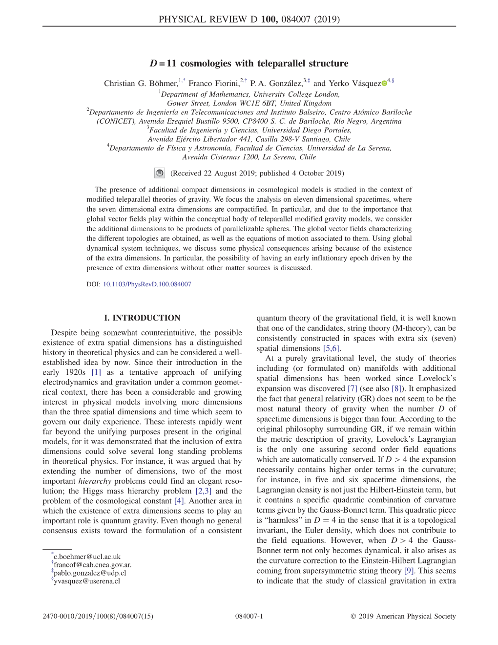 D=11 Cosmologies with Teleparallel Structure