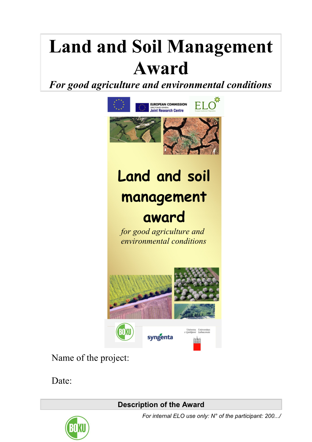 Land And Soil Management Award Application Form 2014 2015