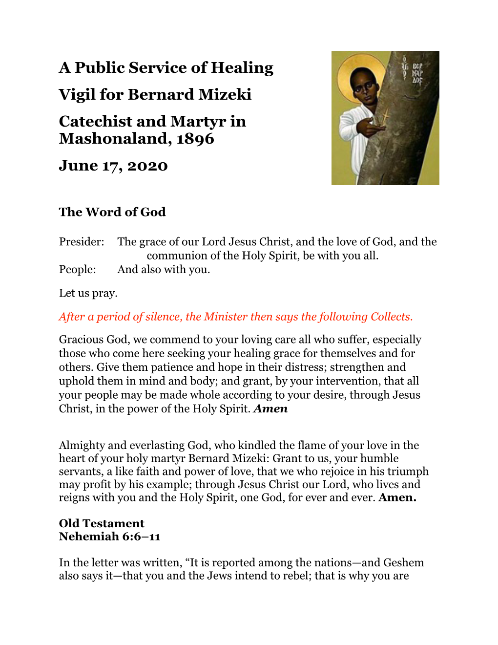 Healing Service June 17