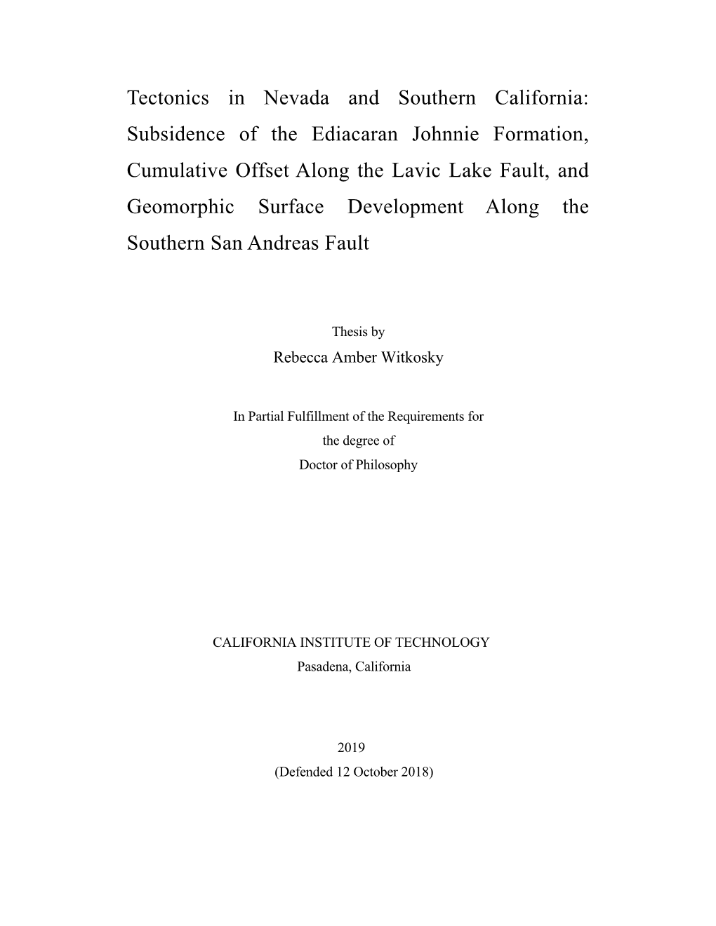 Subsidence of the Ediacaran Johnnie Formation, Cumulative Offset Along the Lavic Lake Fault, and Geomorphic Surface Development Along The