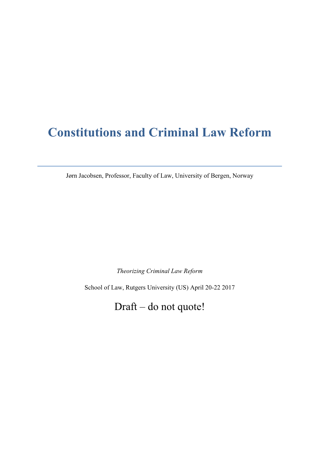Constitutions and Criminal Law Reform