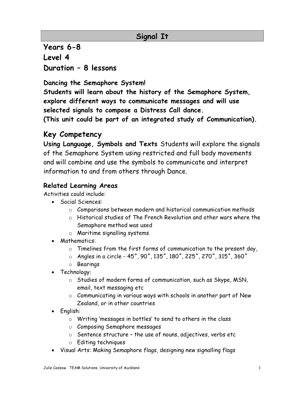 Signal It Years 6-8 Level 4 Duration – 8 Lessons