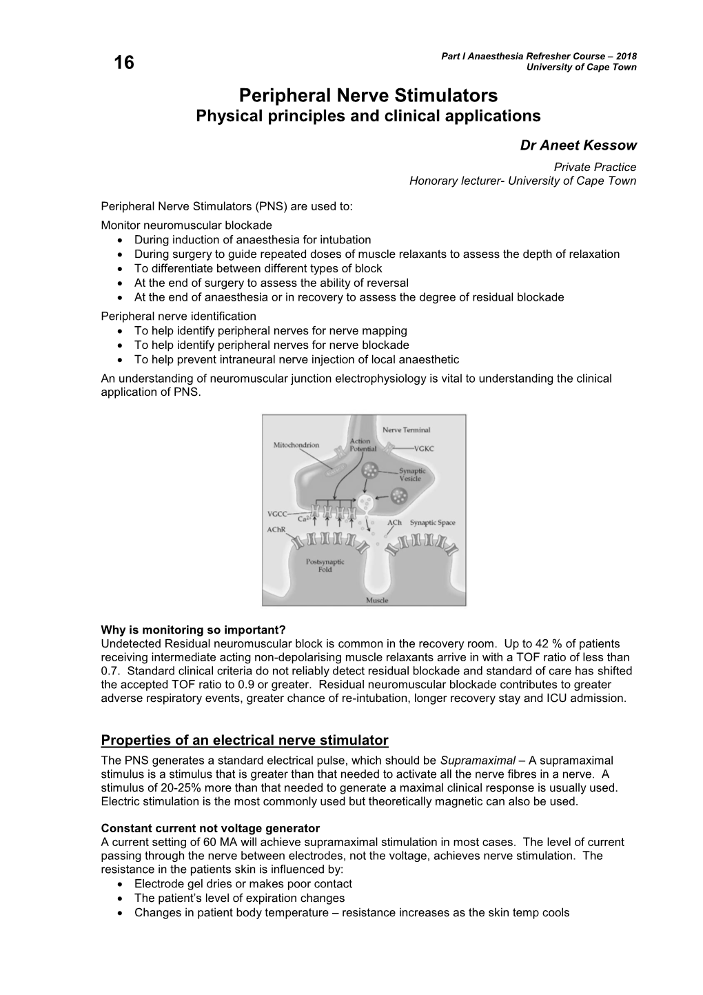 16. Peripheral Nerve Stimulators (A Kessow)