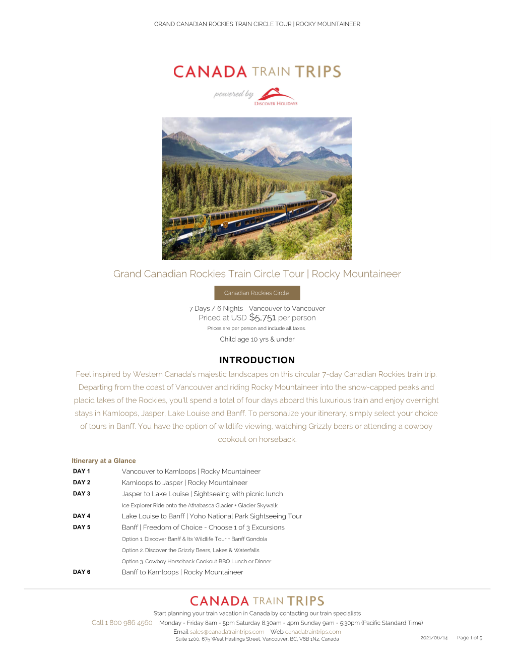 Grand Canadian Rockies Train Circle Tour | Rocky Mountaineer