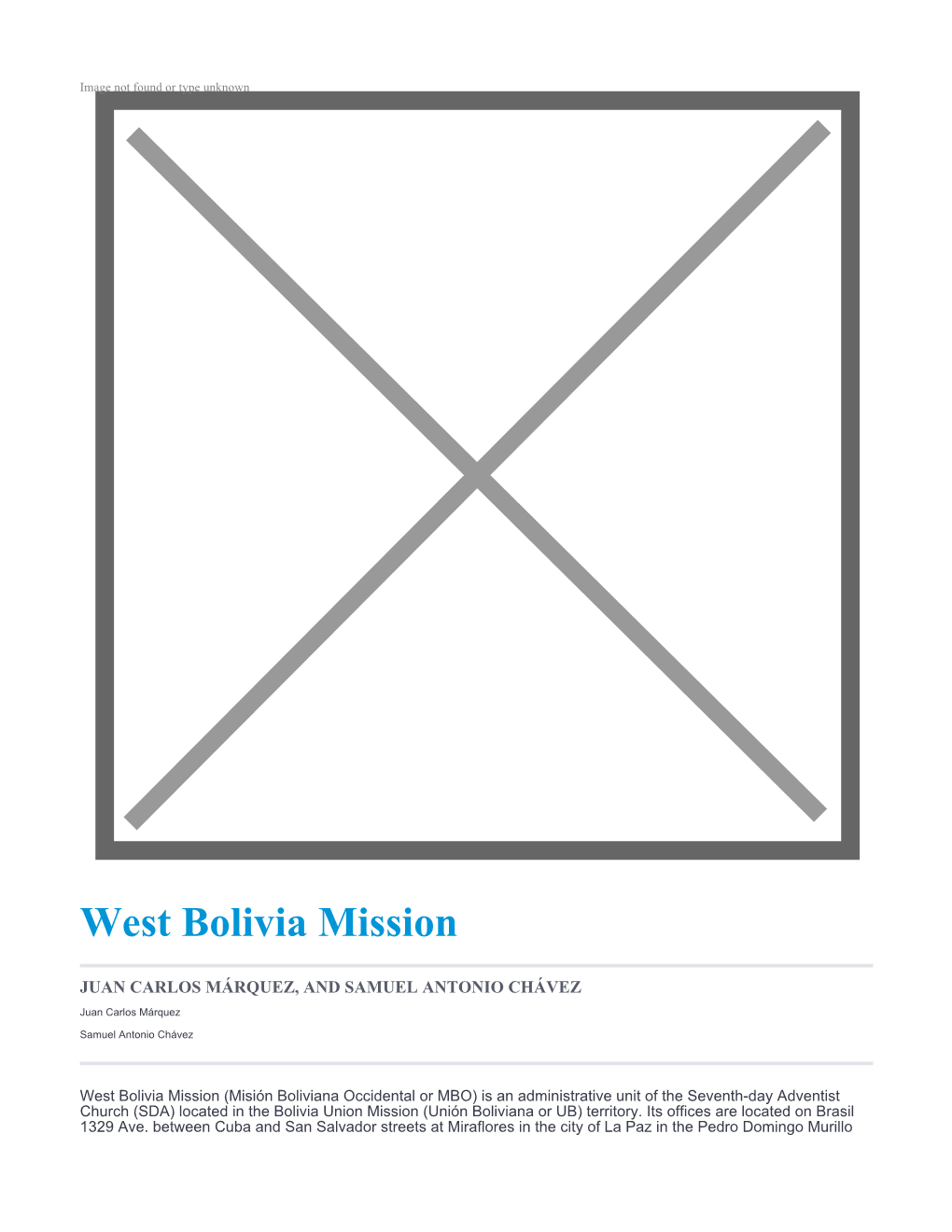 West Bolivia Mission