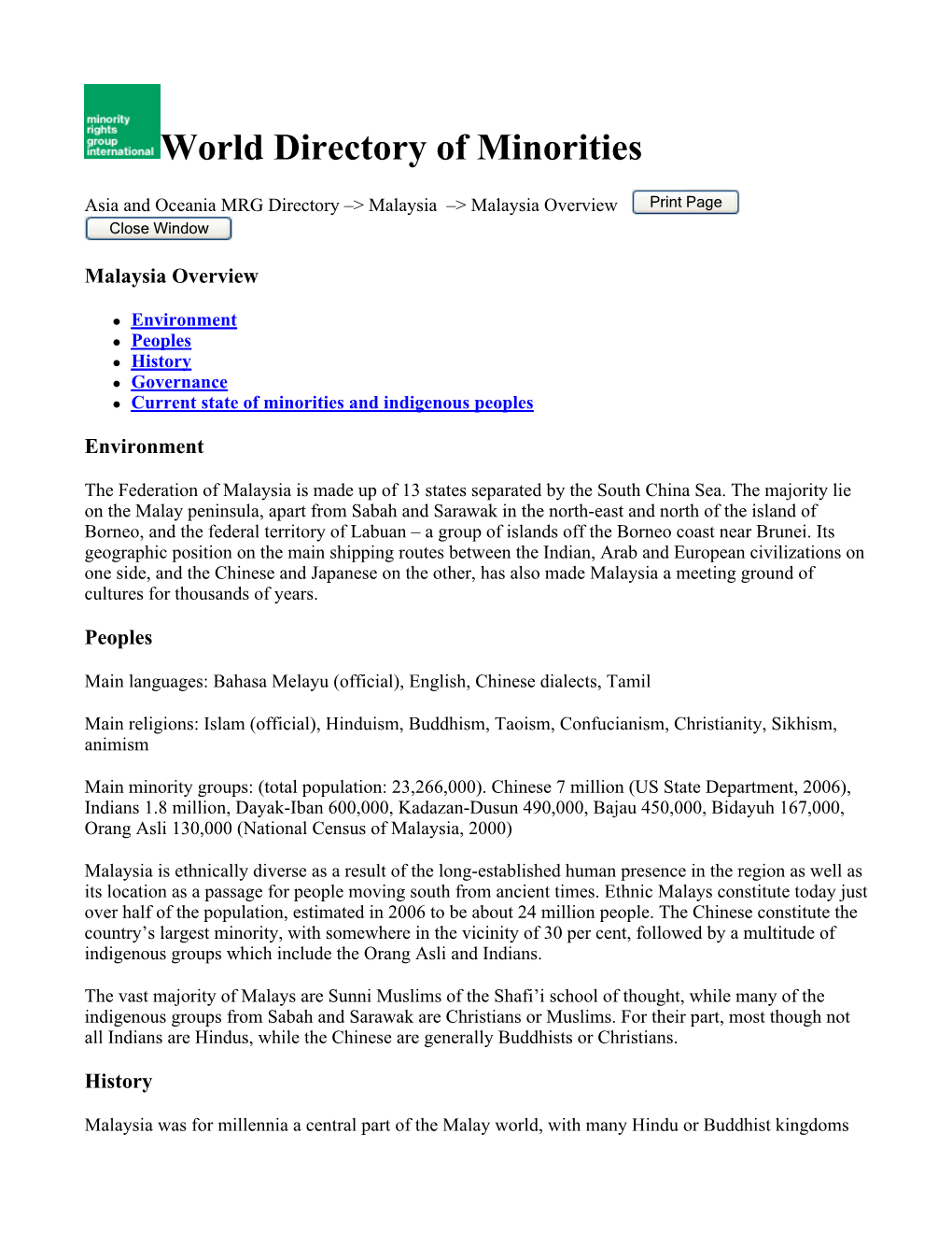 World Directory of Minorities