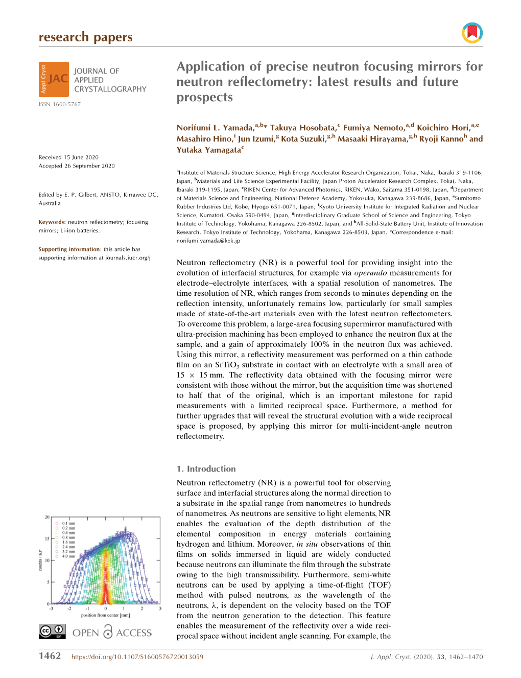 Application of Precise Neutron Focusing Mirrors for Neutron Reflectometry: Latest Results and Future Prospects ISSN 1600-5767